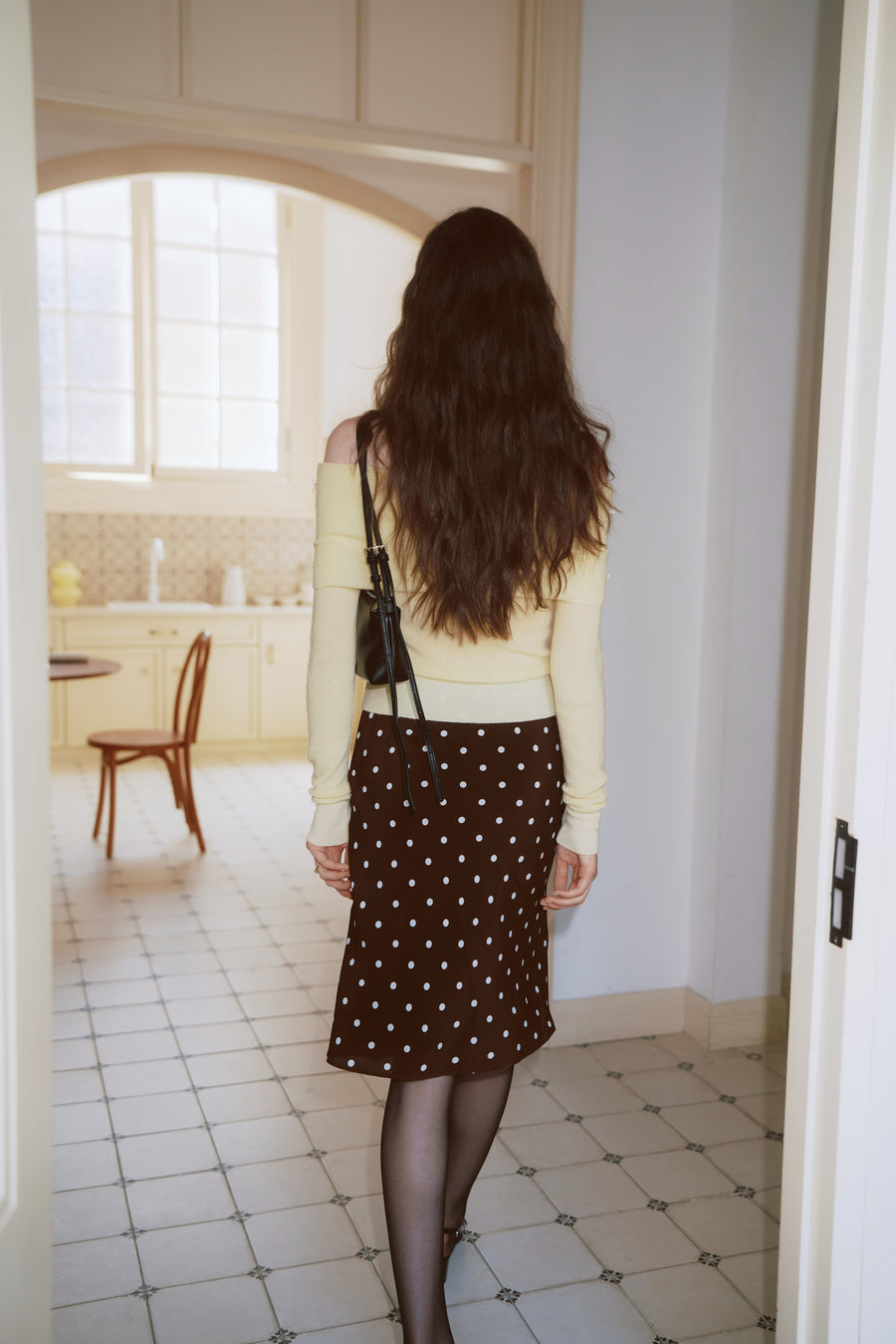 AZURIERA Cassie Silk Polka Dot Skirt – 100% Mulberry Silk Bias Cut