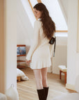 AZURIERA Odessa Knit Dress – Cashmere Blend White A-Line Mini Dress