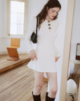 AZURIERA Odessa Knit Dress – Cashmere Blend White A-Line Mini Dress