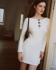 AZURIERA Odessa Knit Dress – Cashmere Blend White A-Line Mini Dress