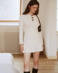 AZURIERA Odessa Knit Dress – Cashmere Blend White A-Line Mini Dress