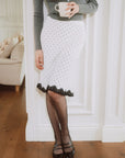 AZURIERA Marie Silk Dress – Polka Dot Midi Slip with Lace Hem
