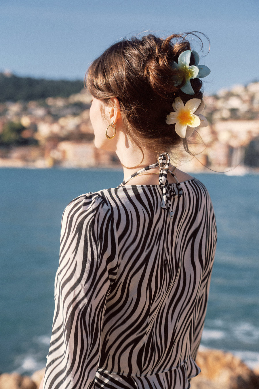 Zenia Zebra Print Silk Top｜AZURIERA