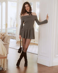 AZURIERA Fiona Knit Dress – Off Shoulder Wool Blend Mini Dress