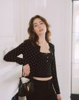 AZURIERA Nicole Knit Set – Polka Dot Cardigan and Camisole Duo