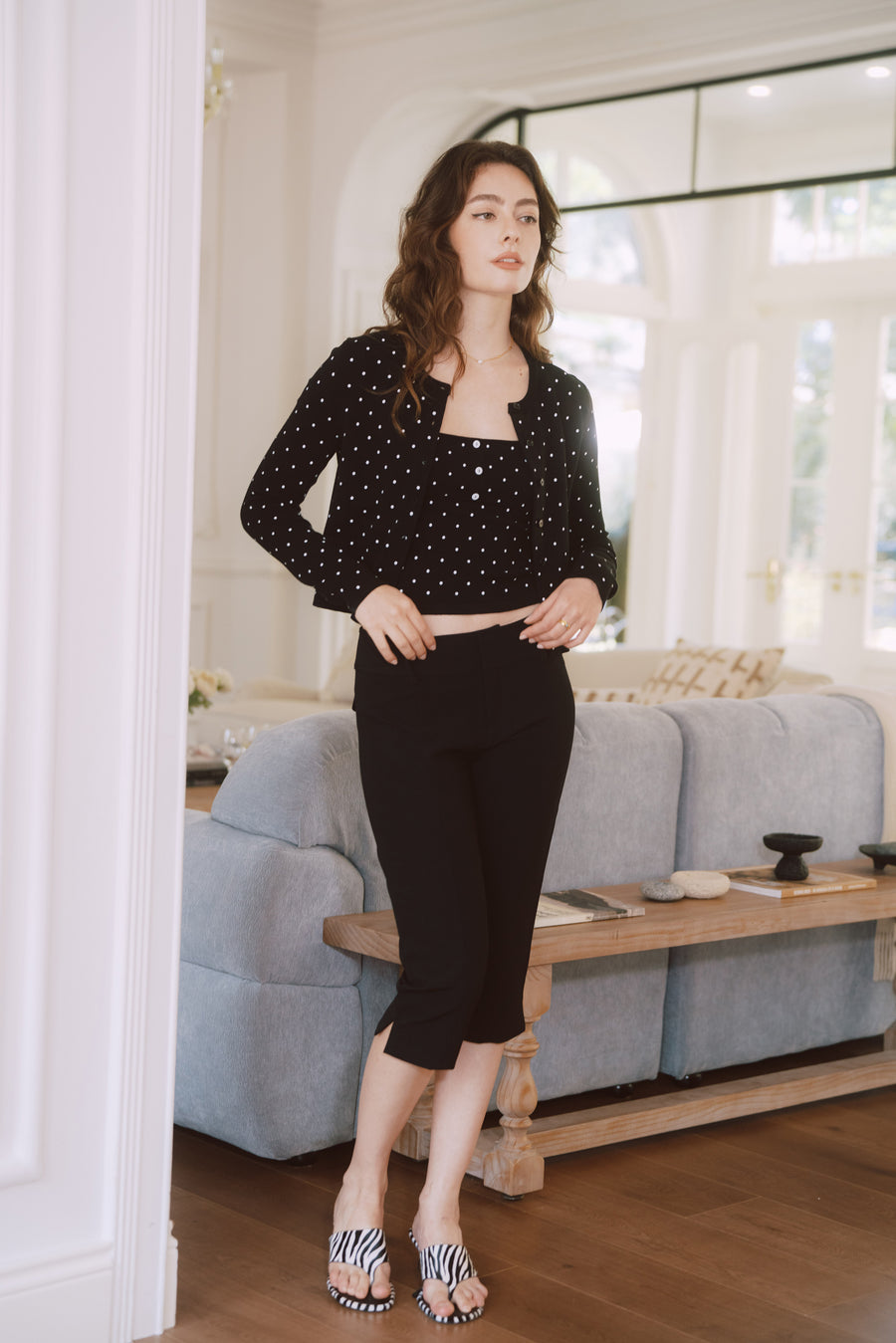 AZURIERA Nicole Knit Set – Polka Dot Cardigan and Camisole Duo