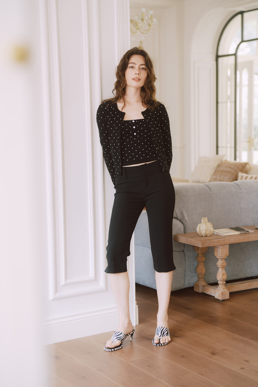 AZURIERA Nicole Knit Set – Polka Dot Cardigan and Camisole Duo