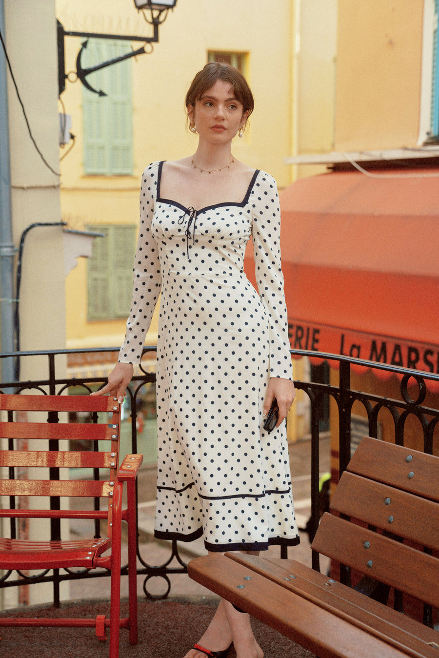 AZURIERA Dolores Silk Dress – Polka Dot Midi