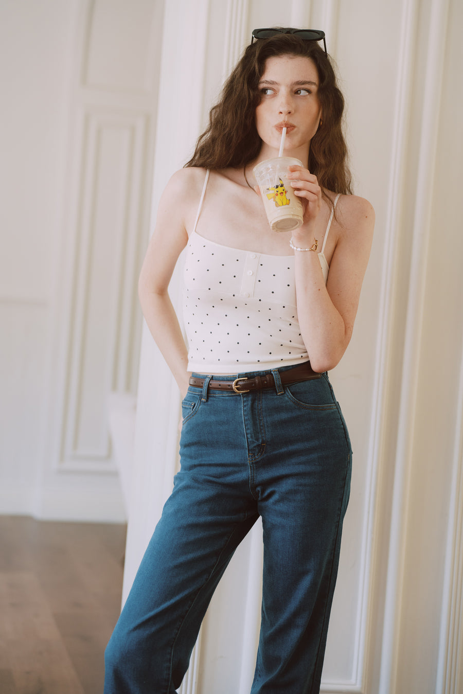 AZURIERA Nicole Knit Set – Polka Dot Cardigan and Camisole Duo
