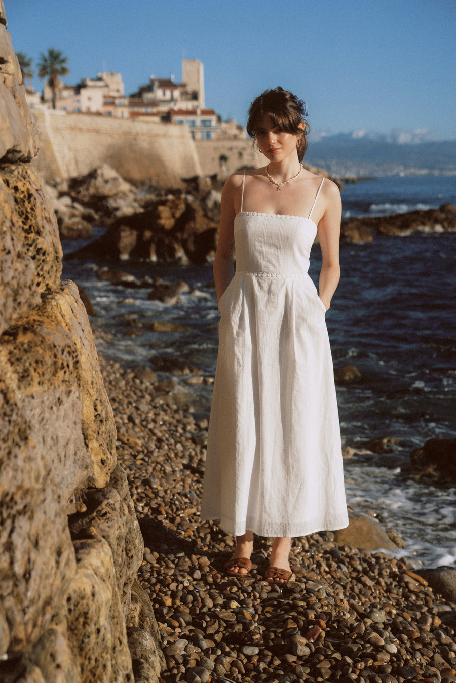 white cotton dress with pockets Banana Republic Women's Cotton Canvas Utility Pocket Maxi Dress Cream White Size L