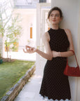 AZURIERA Marie Silk Dress – Polka Dot Midi Slip with Lace Hem