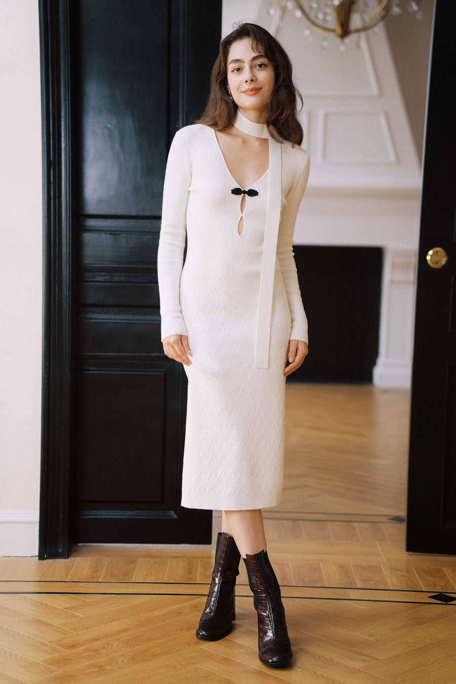 Claudie White Knitted Dress｜AZURIERA