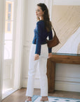 AZURIERA Delia Silk Top – Navy Polka Dot Long Sleeve Tie Blouse