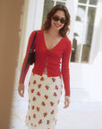 AZURIERA Susy Silk Skirt – Floral Polka Dot Bias Cut Lace Hem