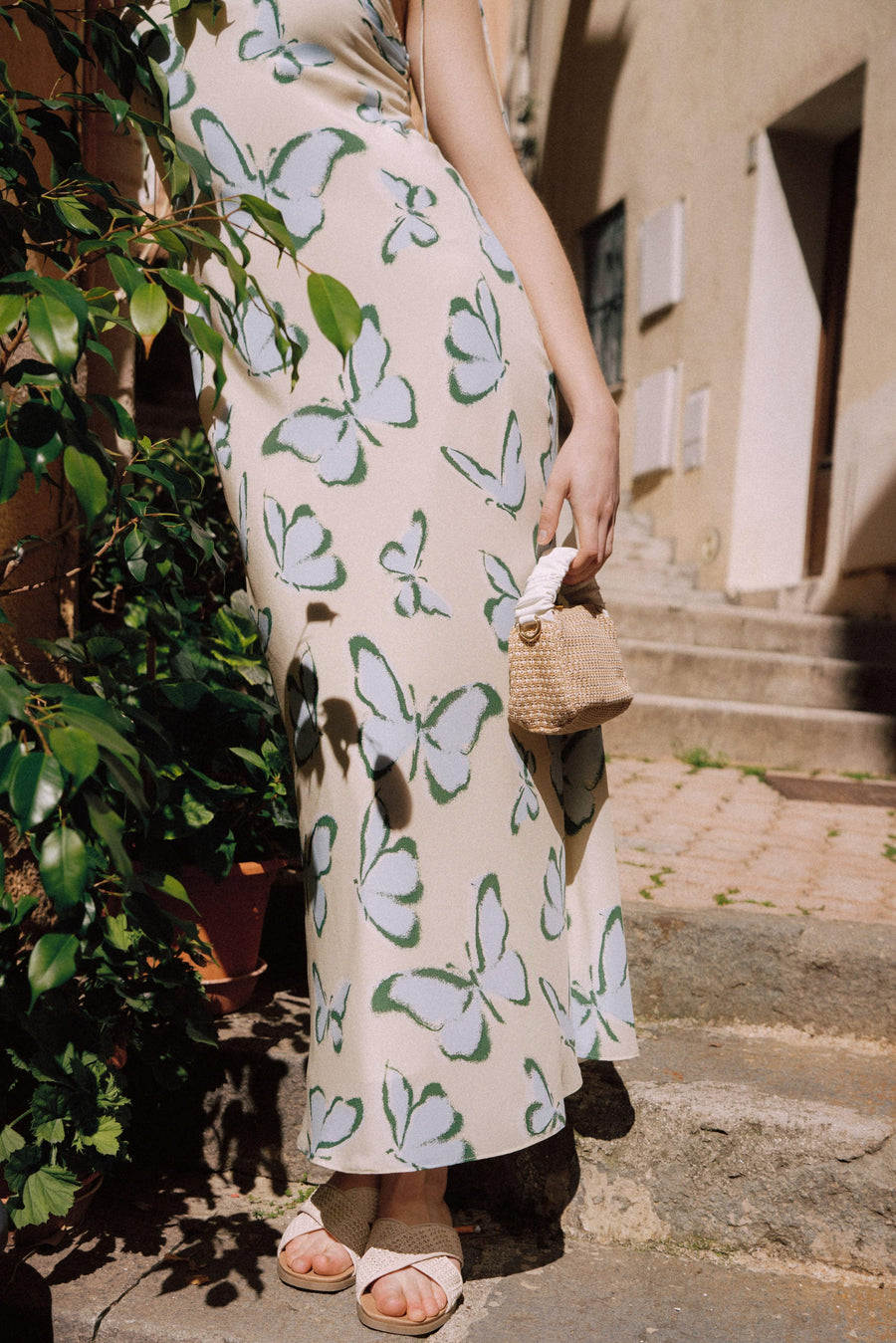 silk butterfly print dress Aurelia Butterfly Printed Silk Slip DressAZURIERA