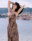 Bonnie Animal Print Silk Maxi Dress｜AZURIERA