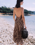 Bonnie Animal Print Silk Maxi Dress｜AZURIERA