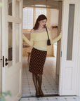 AZURIERA Cassie Silk Polka Dot Skirt – 100% Mulberry Silk Bias Cut