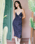 Pénélope Purple Leopard-Printed Slip Slik Dress｜AZURIERA