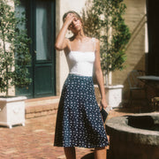 Women's Summer Floral Midi Silk Skirt｜Azuriera