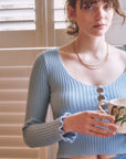 Women's Blue Wool Sweater｜Azuriera