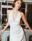 Women's Holiday Dress Claudia Silk White Dress｜AZURIERA
