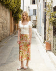 AZURIERA Abigail Silk Floral Midi Skirt
