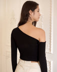 Women's Black Off-Shoulder Sweater｜Azuriera