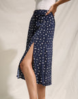 Women's Summer Floral Midi Silk Skirt｜Azuriera