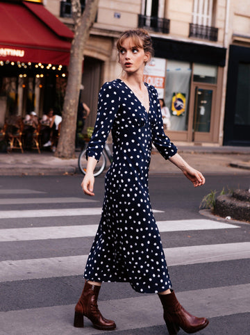 AZURIERA｜Daeja Polka Dots Silk Maxi Dress