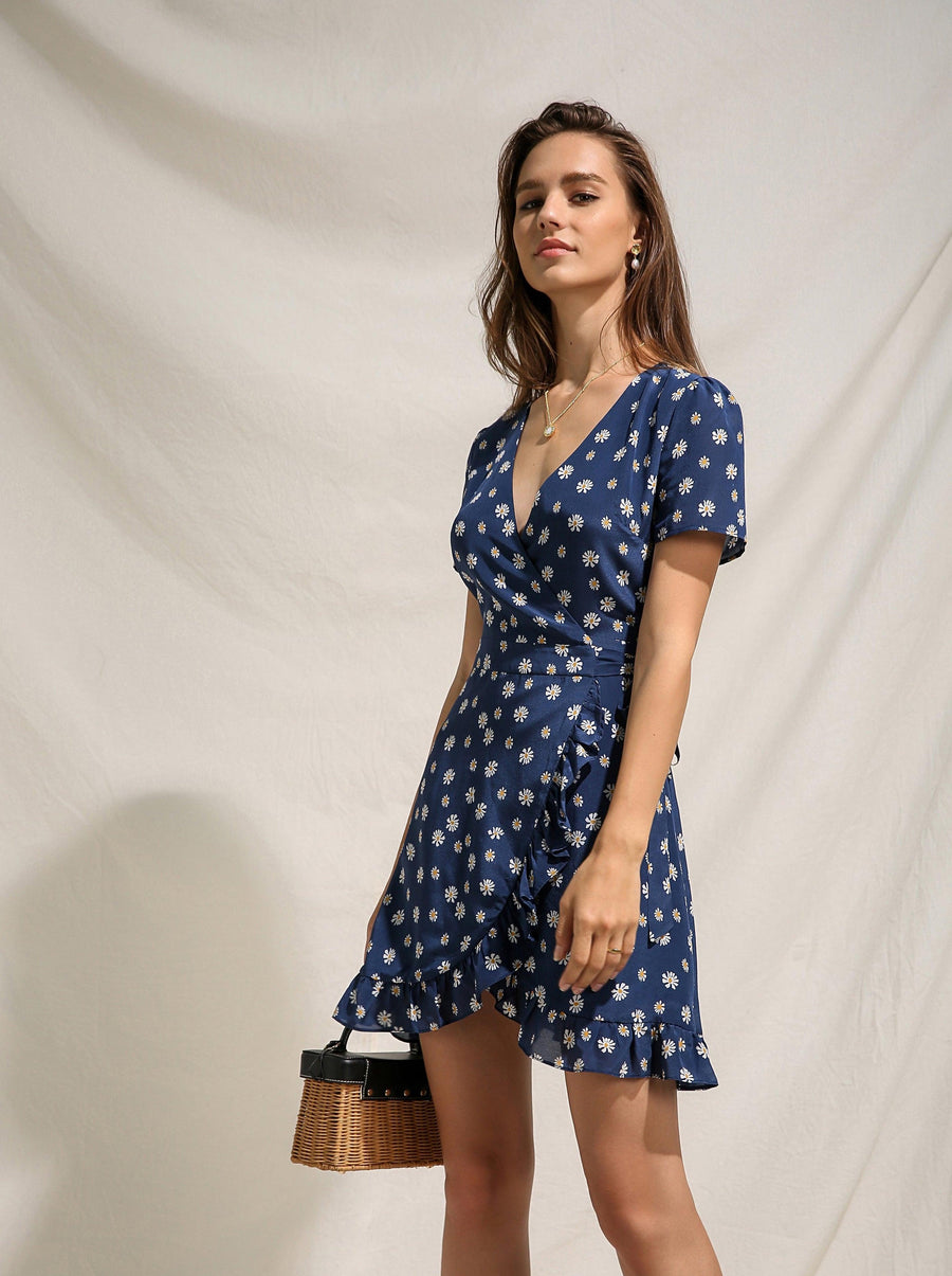 Estelle Daisy Silk Dress|AZURIERA Estelle Daisy Silk Dress|AZURIERA