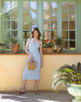 French Chic Floral Daisy Summer Midi Silk Dress｜AZURIERA